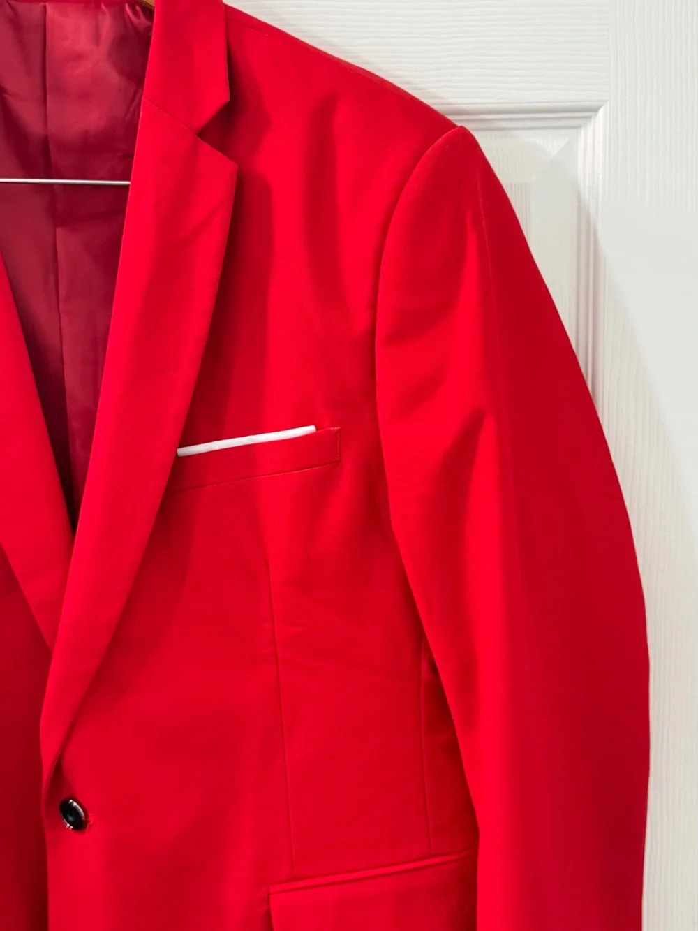 Mens Red Blazer Sport Coat Size Large Modern Formal Wedding Party Prom Jacket
